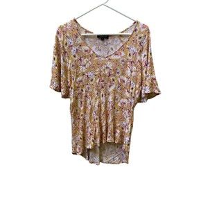 Rachel Zoe yellow flowered top flared sleeve size‎ Medium